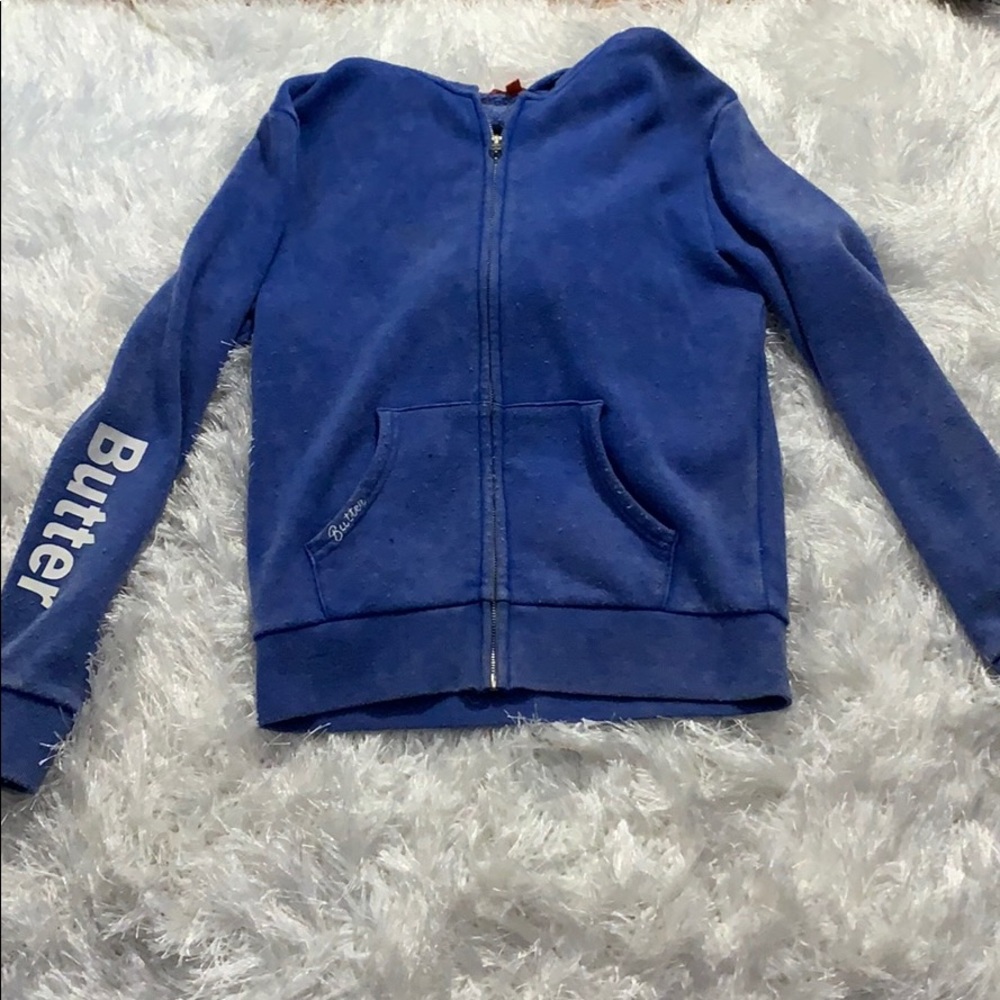 a zip up hoodie